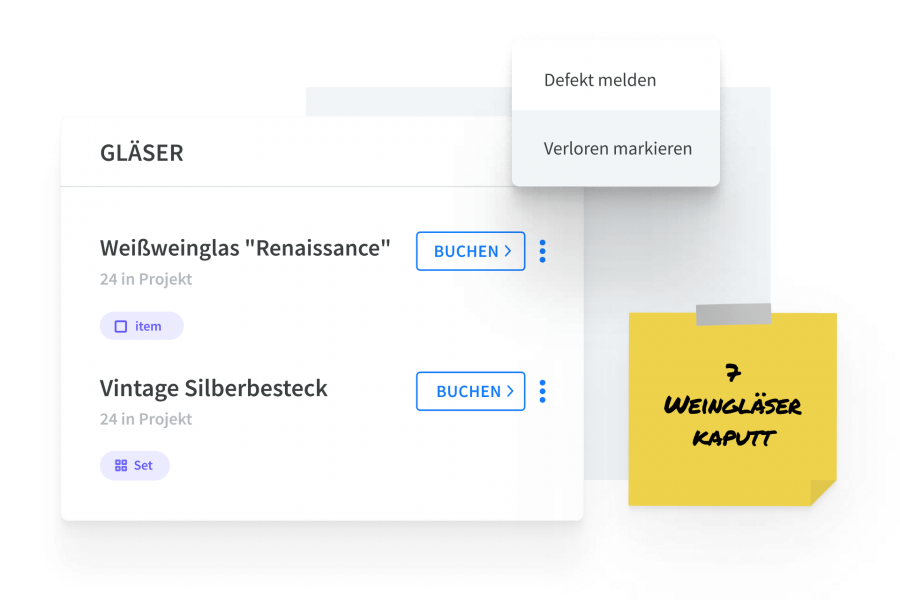 Behalte den Überblick über beschädigte und verlorene Gegenstände