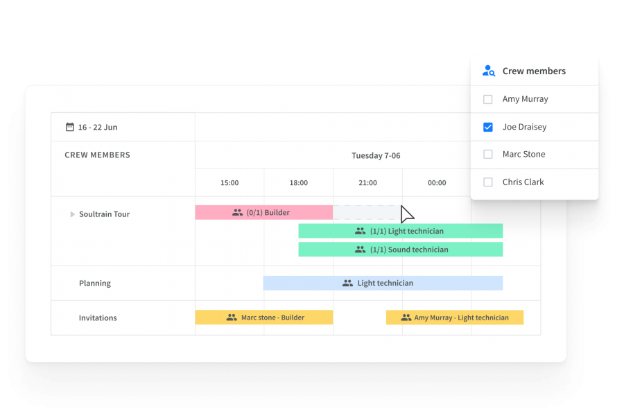Build schedules and communicate with your crew