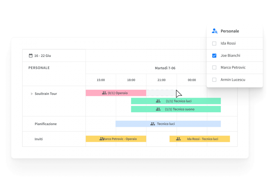 Crea programmi e comunica con il personale