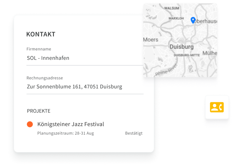 CRM App Übersicht der Kontaktinformationen in Rentman
