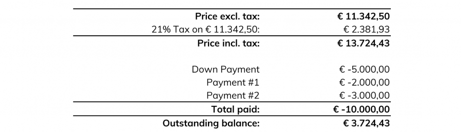 Showing partial payments on your invoice