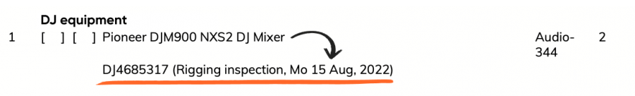Inspection data on packing slips