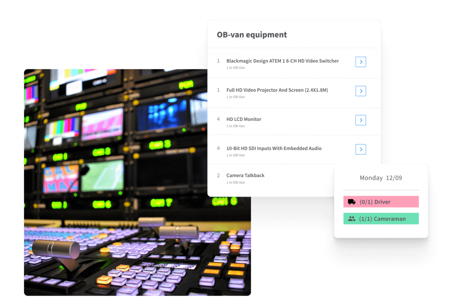 Make sure equipment in OB vans is complete