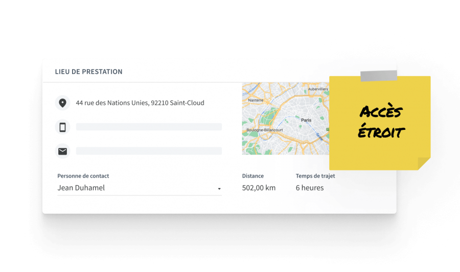 Partagez les détails relatifs au lieu de prestation