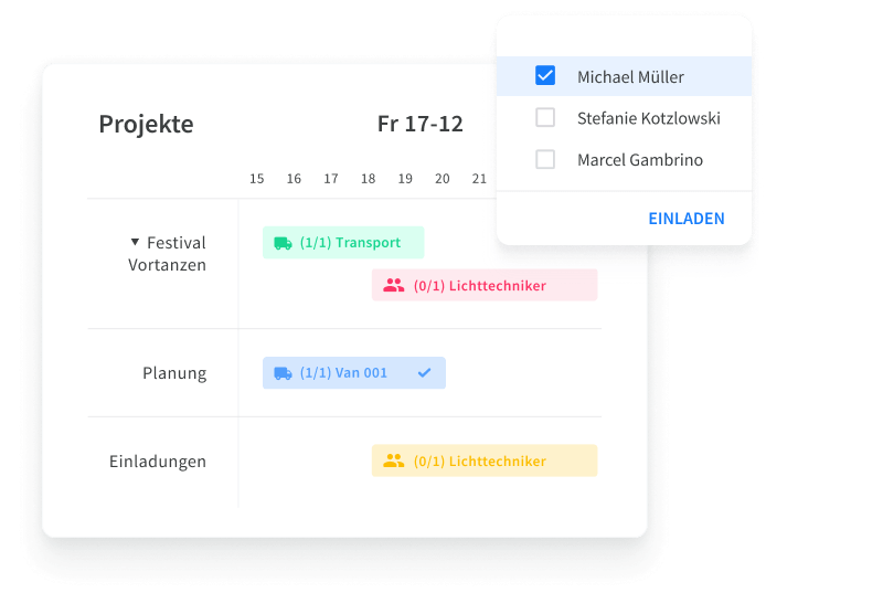 Schedule and communicate with crew DE