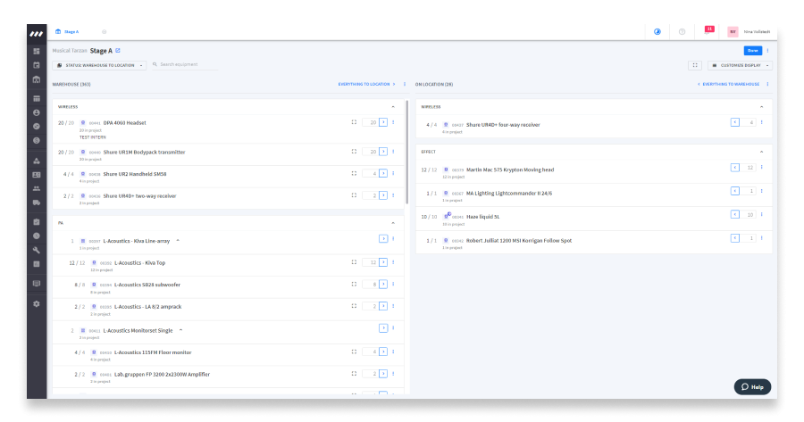 Warehouse scanning screen