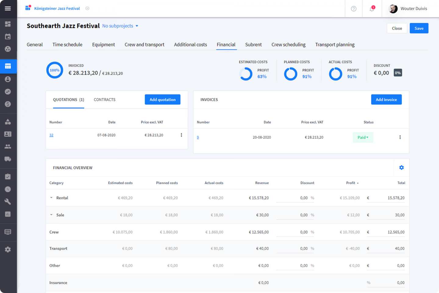 Bearbeite die finanziellen Details