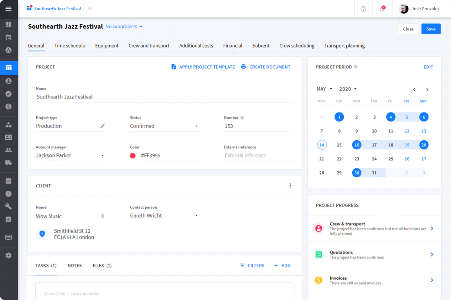 Resumen de configuración de un nuevo proyecto en Rentman